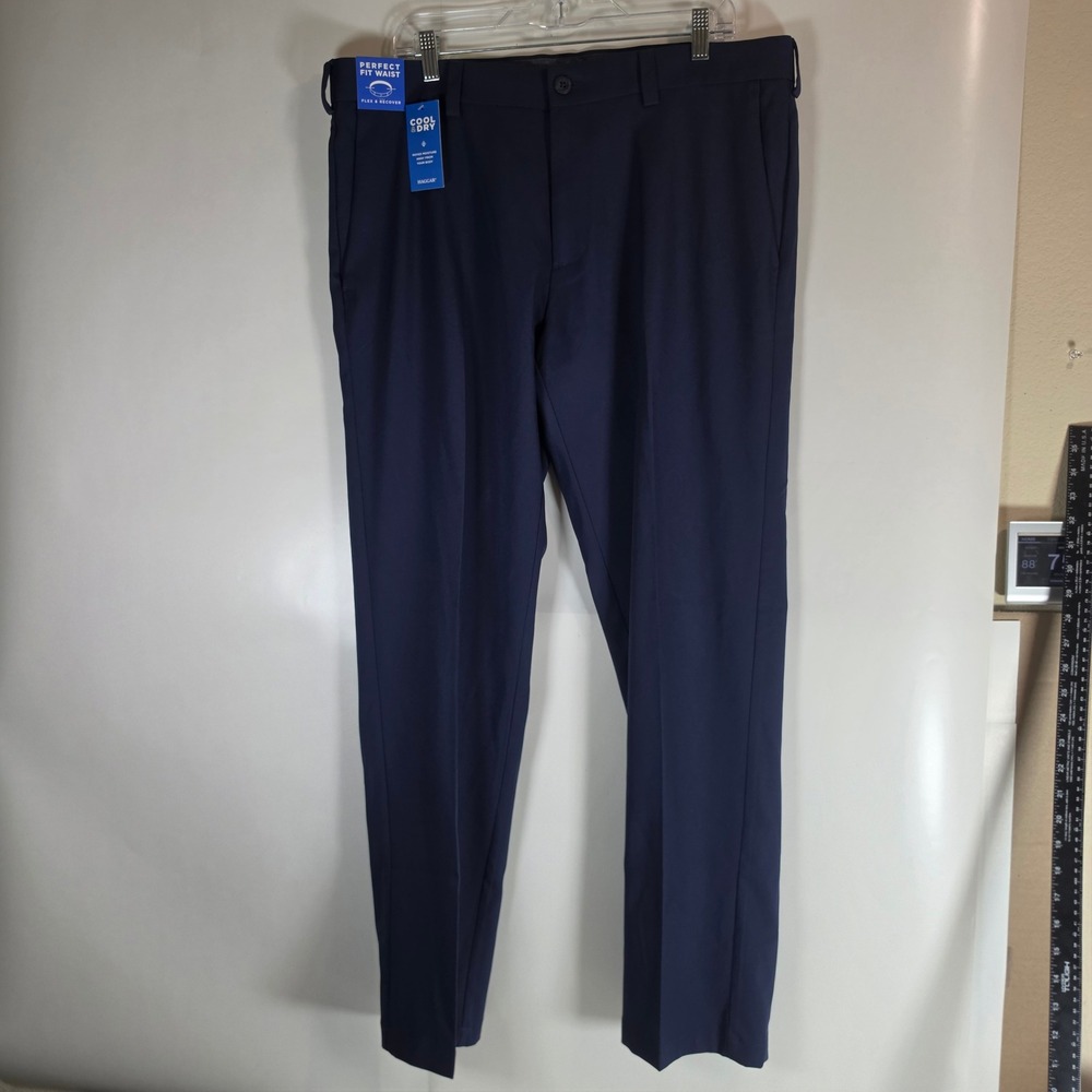 Haggar Pants 38x32 Mens Navy Blue Cool Right Performance Flex Straight Fit NWT